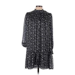 Greylin Dress Womens L Blue Gray Mock Neck Mini Dress Floral Academiacore